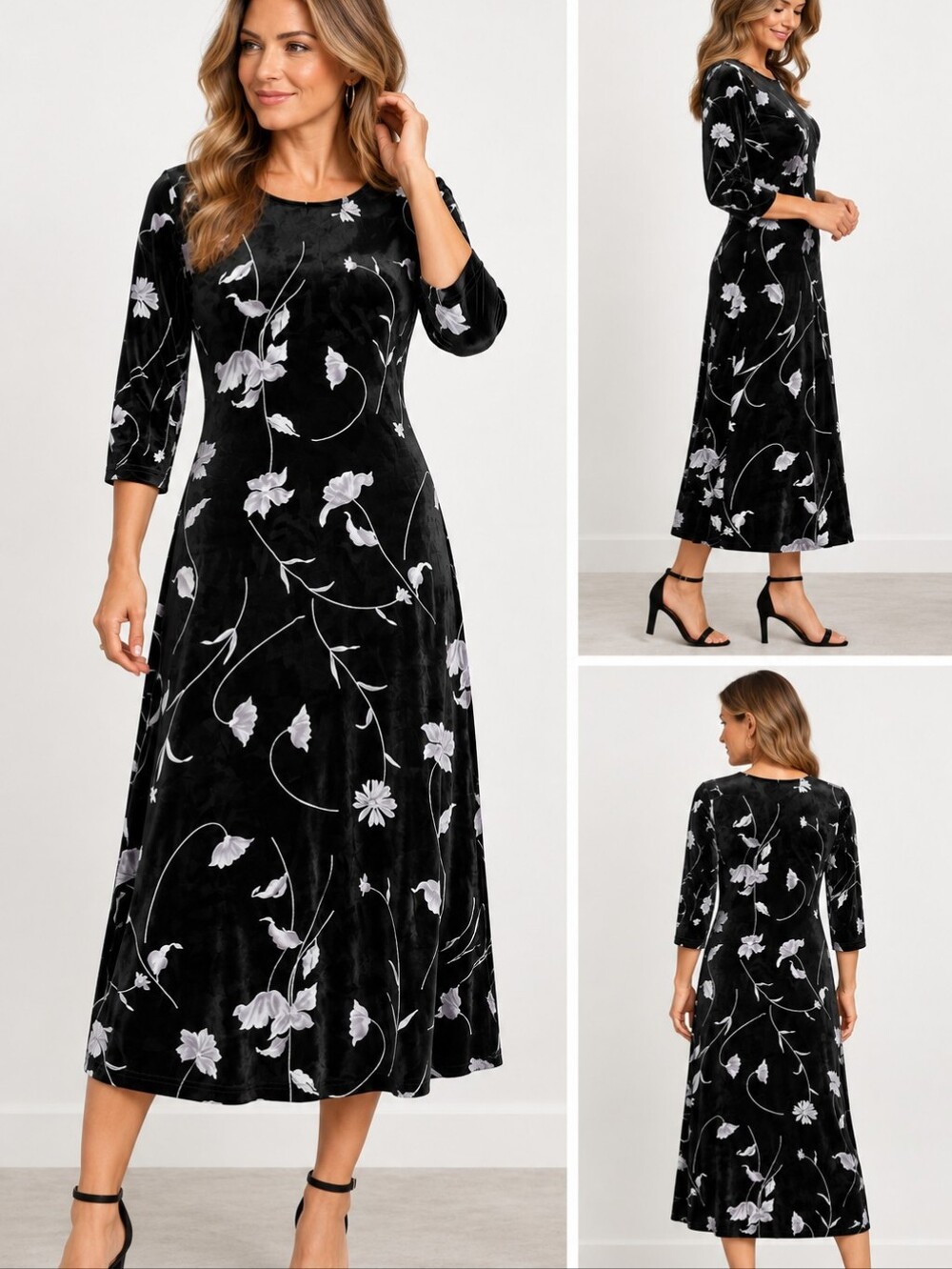 Vintage Talbots Velvet Floral Dress Whimsigoth Goth Dark Romantic  Grunge  Med